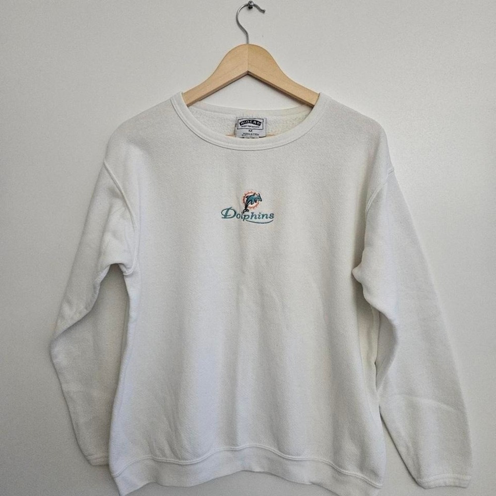Vintage 90s Miami Dolphins Riders Sweatshirt Nutmeg‎ Mills Made in USA Medium M